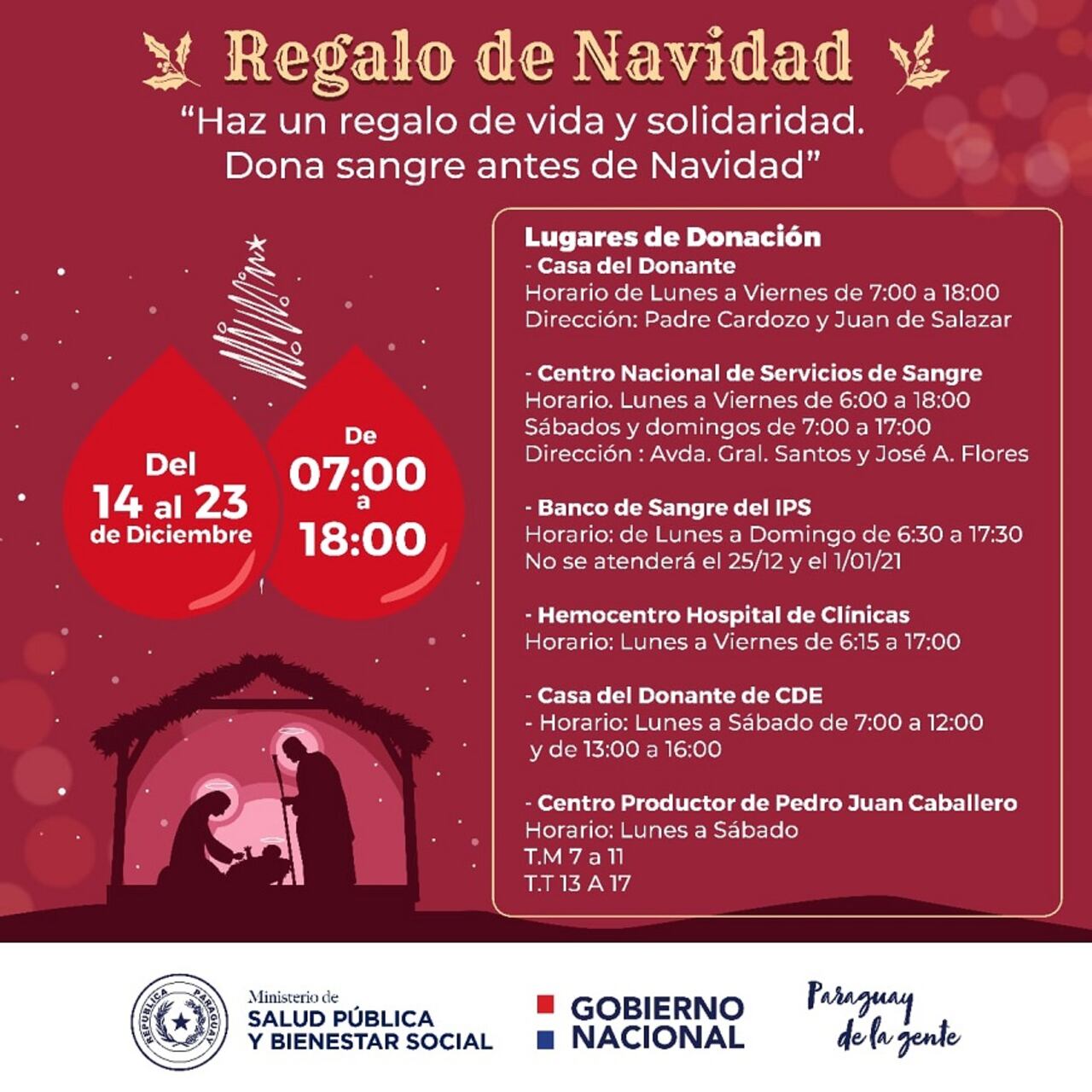 La Campaña de Navidad de donación de sangre arranca este lunes 14 y será hasta el miércoles 23.