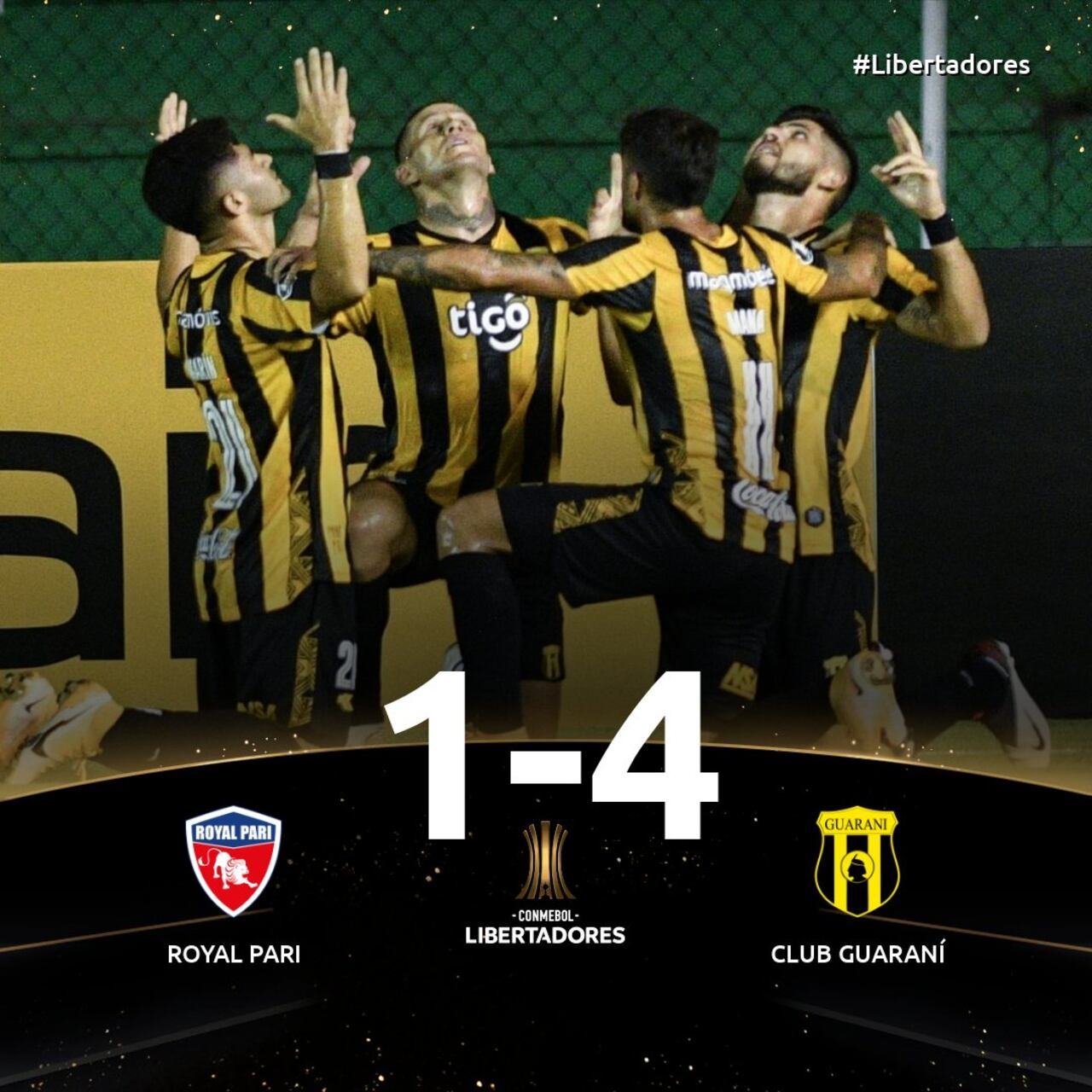 El Aborigen conquistó su primer partido por 4 goles contra 1 ante el equipo boliviano, Royal Pari. Foto: Conmebol.