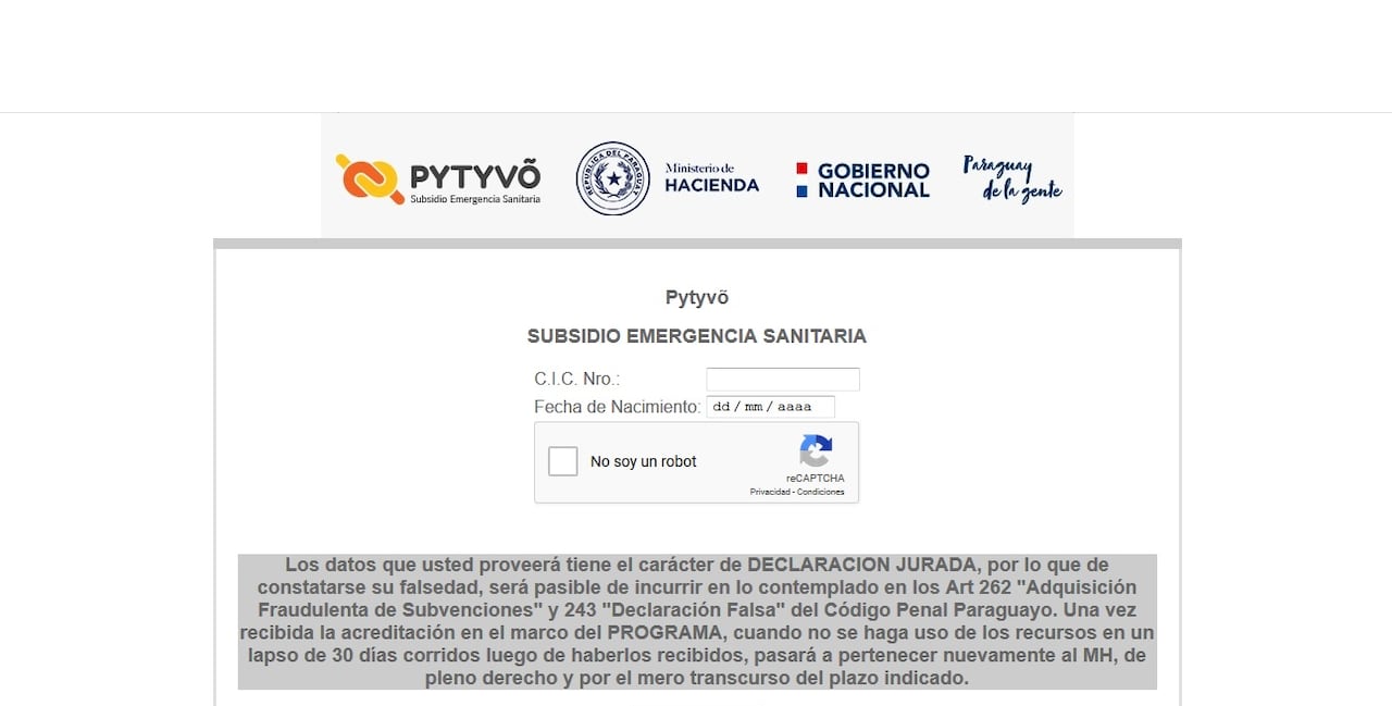 Pagina de inicio donde se colocan los primeros datos.