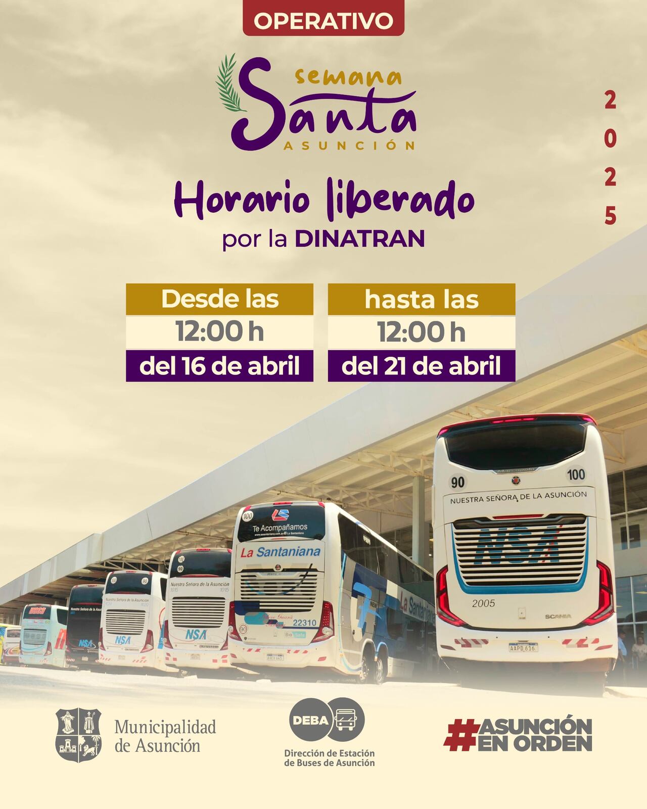 Desde la Dinatran informaron que quedarán liberados los horarios de buses. Foto: gentileza