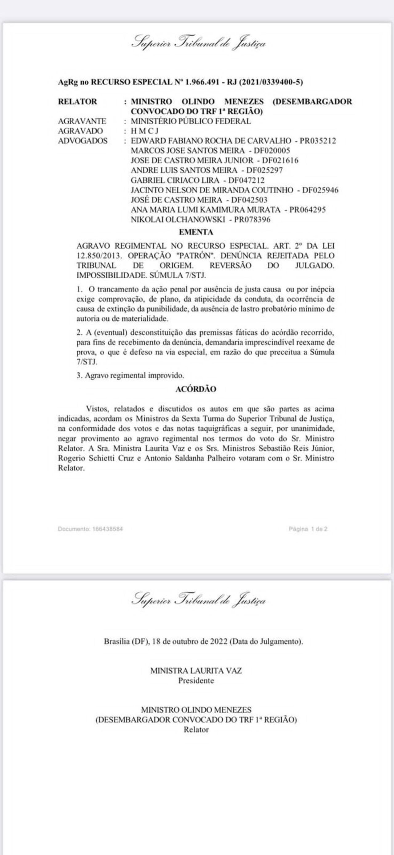 El pasado 18 de octubre, por unanimidad de sus cinco miembros, el Superior Tribunal de Justicia del Brasil rechaza nuevamente el planteamiento de la fiscalía contra Horacio Cartes. Foto: Gentileza