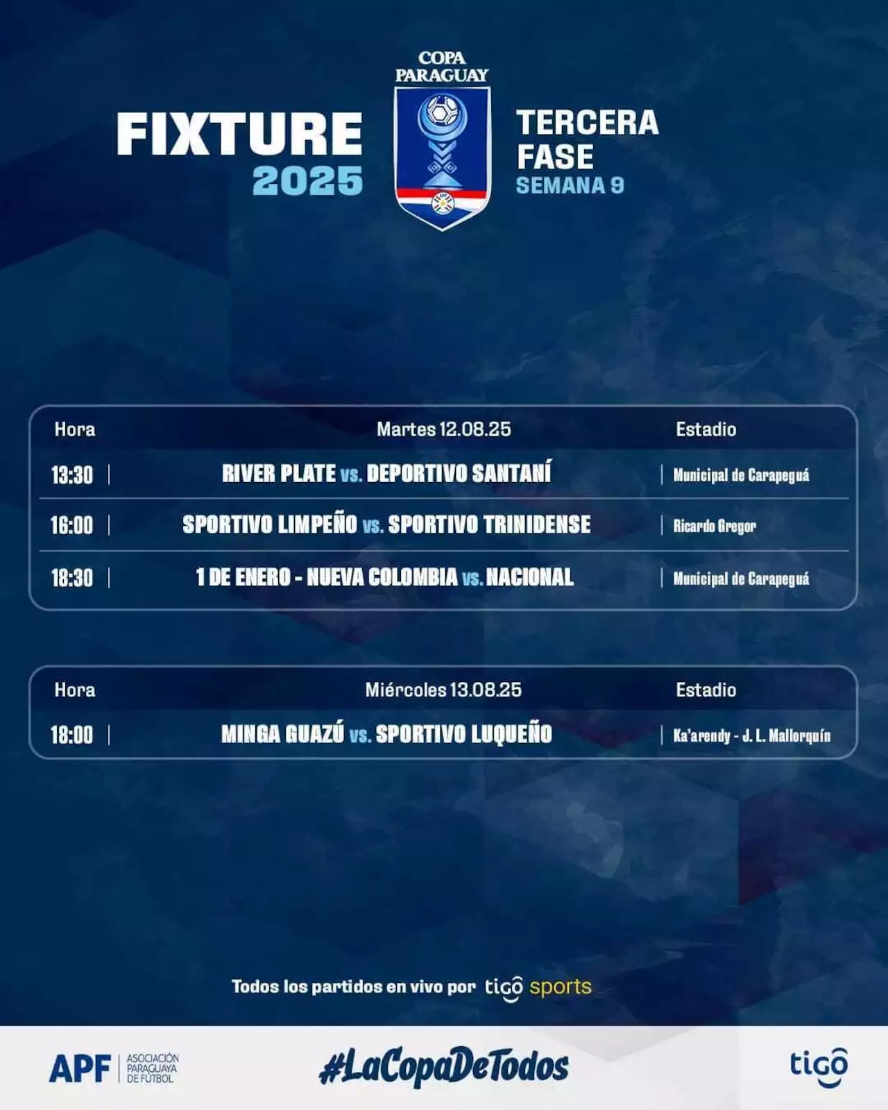 La APF programó la fase 3 de la Copa Paraguay. Foto: APF