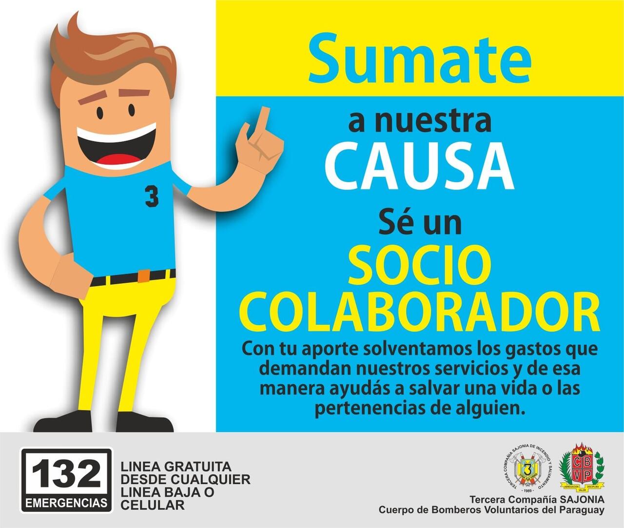 Bomberos invitan a sumarse a la causa "Sé un socio colaborador". Imagen: Gentileza.