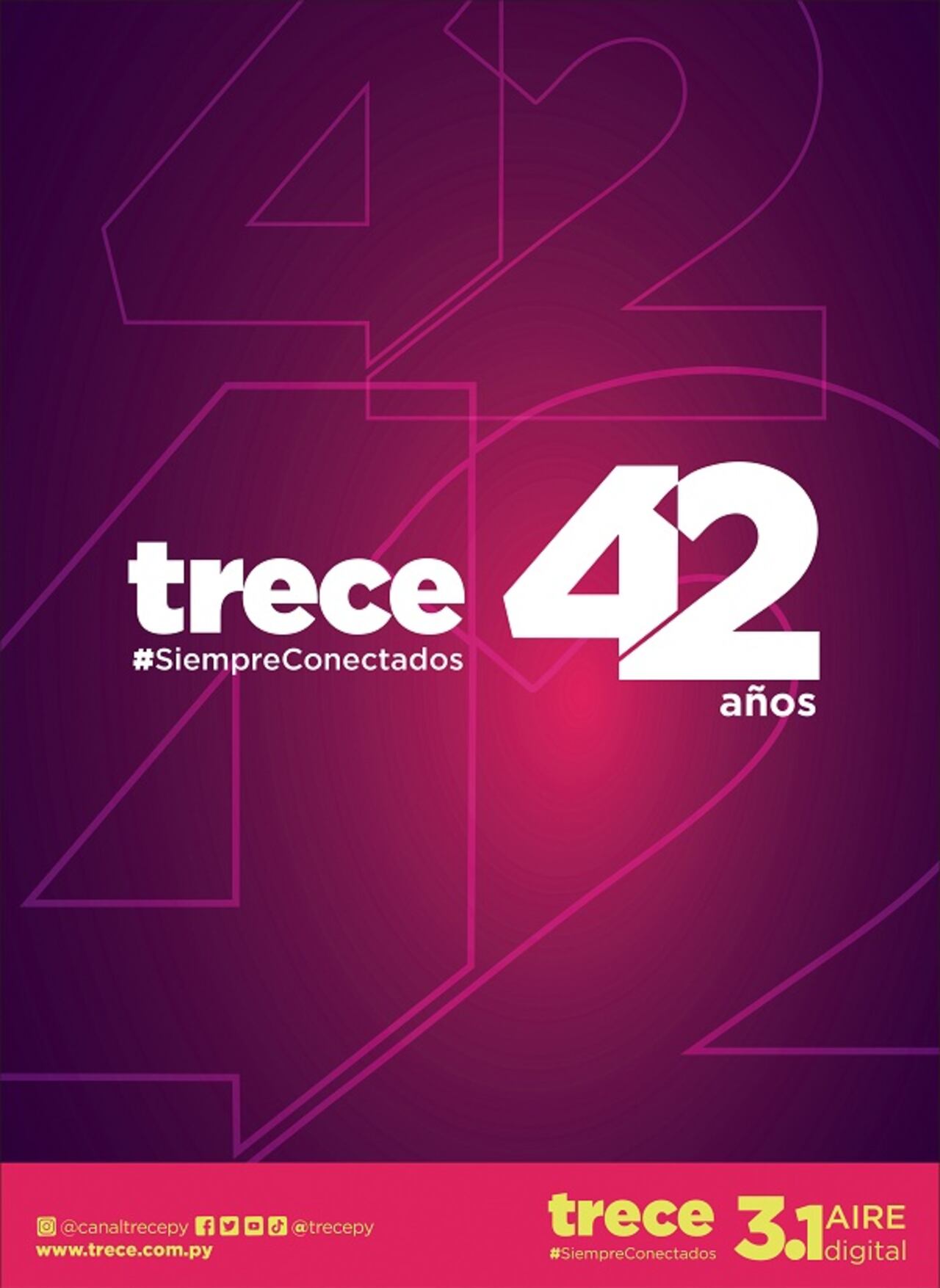 ¡TRECE cumple 42 años conectado a sus televidentes! Foto: Gentileza