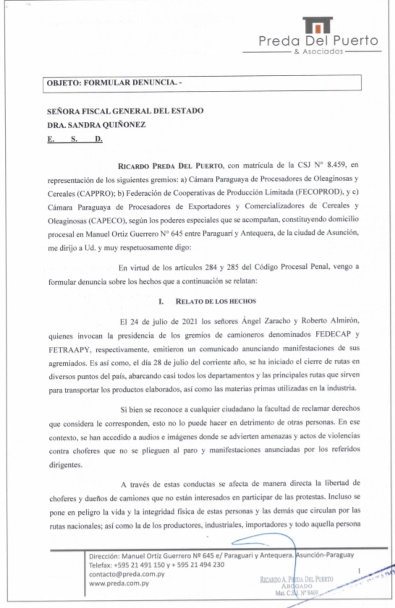 Gremios de producción denuncian a camioneros por cierre de rutas. Foto: Gentileza
