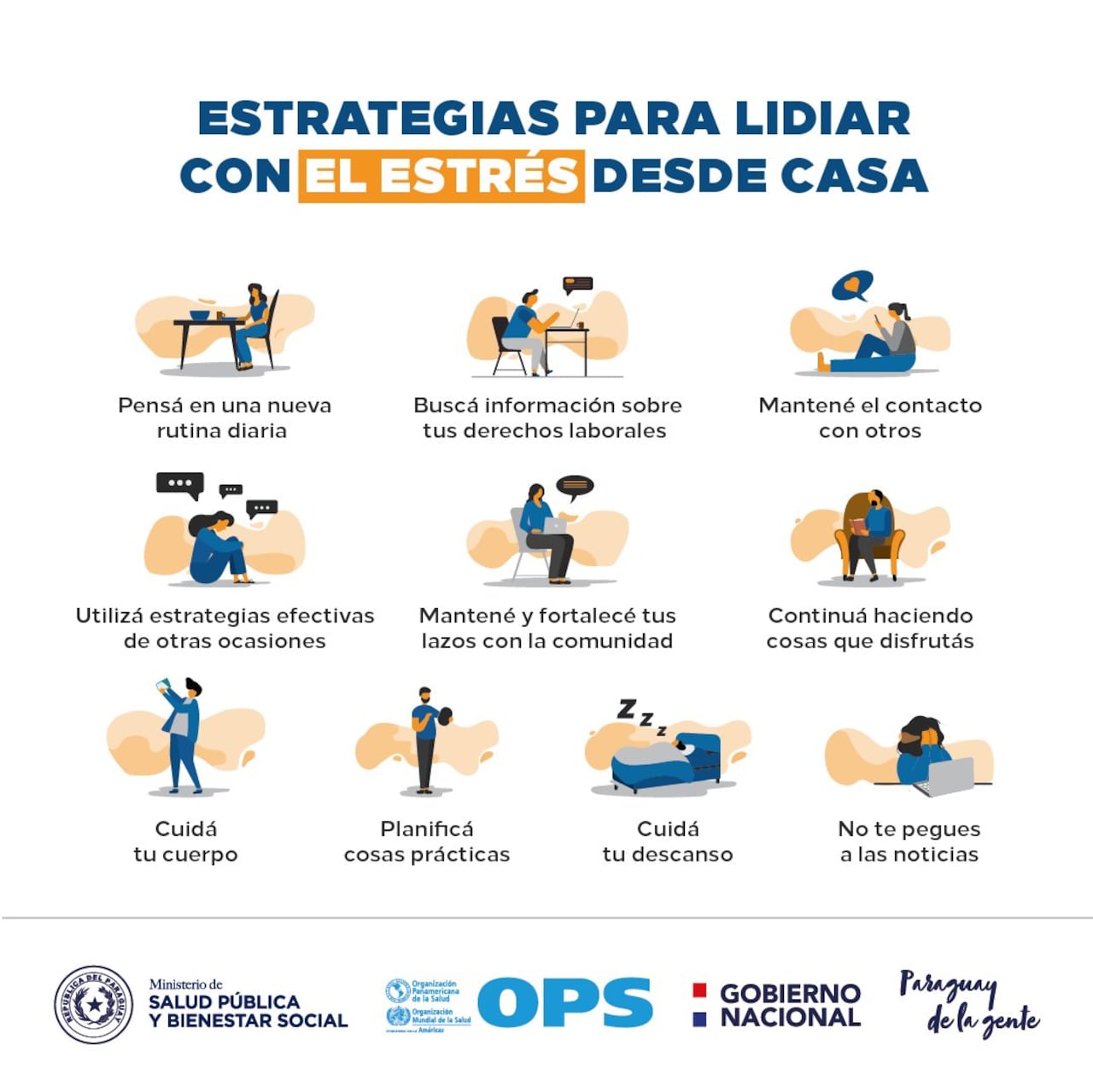 Estas son algunas de las estrategias para lidiar con el estrés. Fuente: Ministerio de Salud